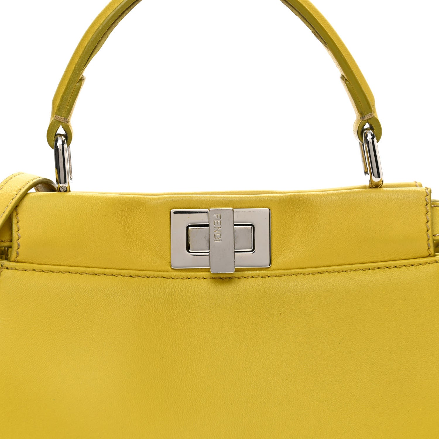 Fendi Nappa Mini Peekaboo Iconic Satchel Lime 9 of 11
