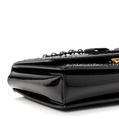 Salvatore Ferragamo Calfskin Sequins Ginny Bow Crossbody Bag Black 8 of 10