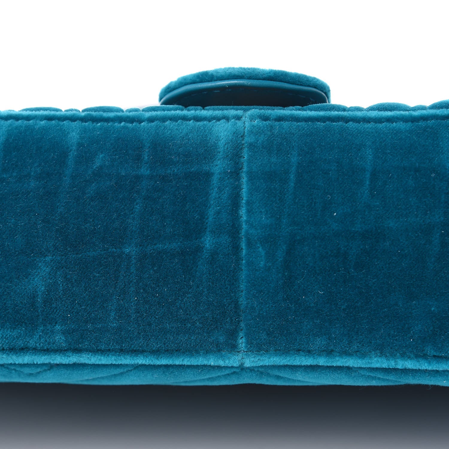 Gucci Velvet Matelasse Small GG Marmont Shoulder Bag Pavone Cyan 10 of 11