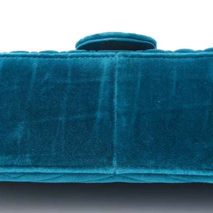 Gucci Velvet Matelasse Small GG Marmont Shoulder Bag Pavone Cyan 10 of 11