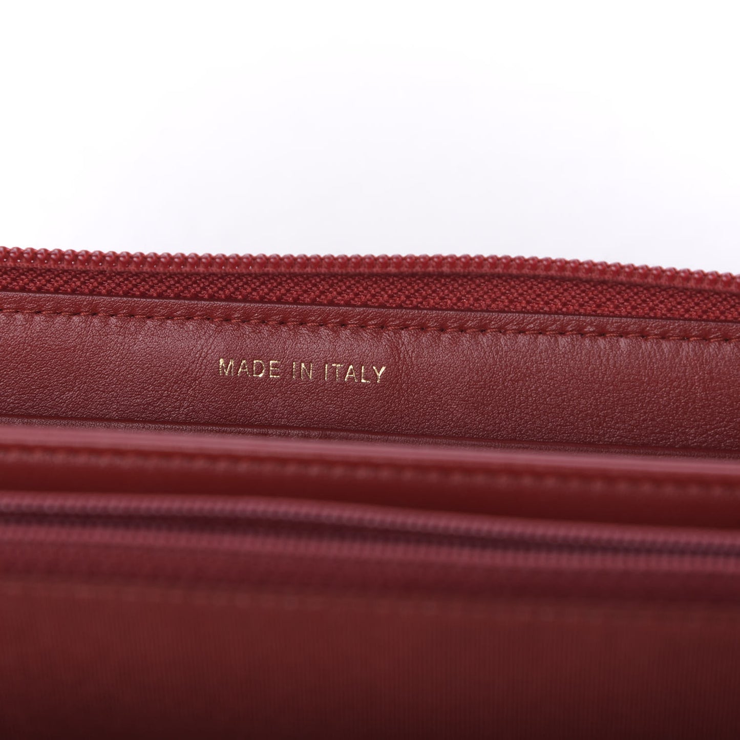 Lambskin Chevron Quilted Zip Around Boy Wallet Red