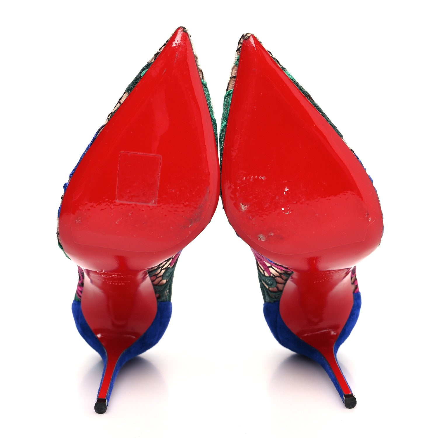 Christian Louboutin Lace Veau Velours Florale Follies 100 Pumps 38.5 Multicolor 5 of 8