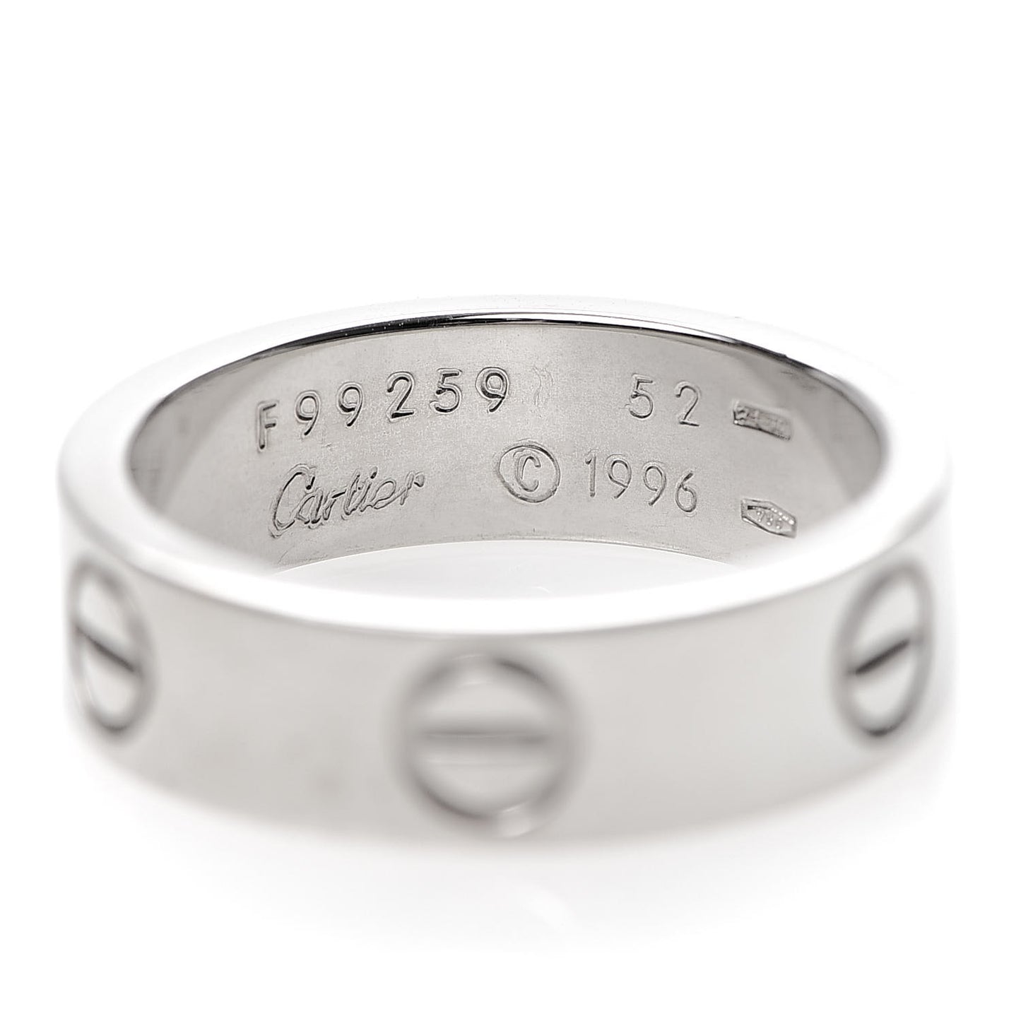18K White Gold 5.5mm LOVE Ring 52 6
