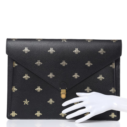Gucci Grained Calfskin Bee Star Portfolio Black 2 of 7