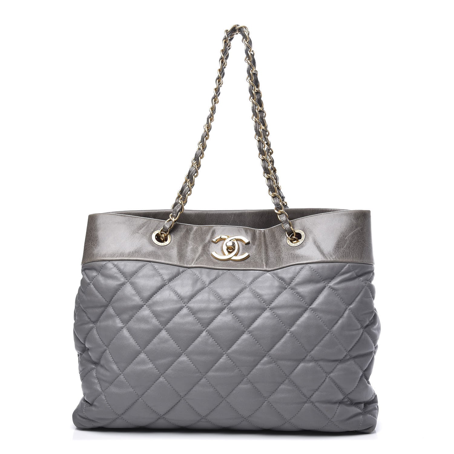 Chanel Calfskin Quilted Large Soft Elegance Tote Grey 1 of 14