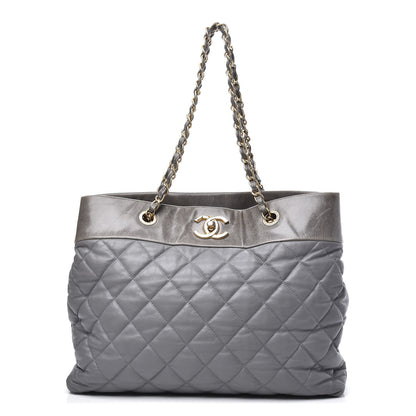 Chanel Calfskin Quilted Large Soft Elegance Tote Grey 1 of 14
