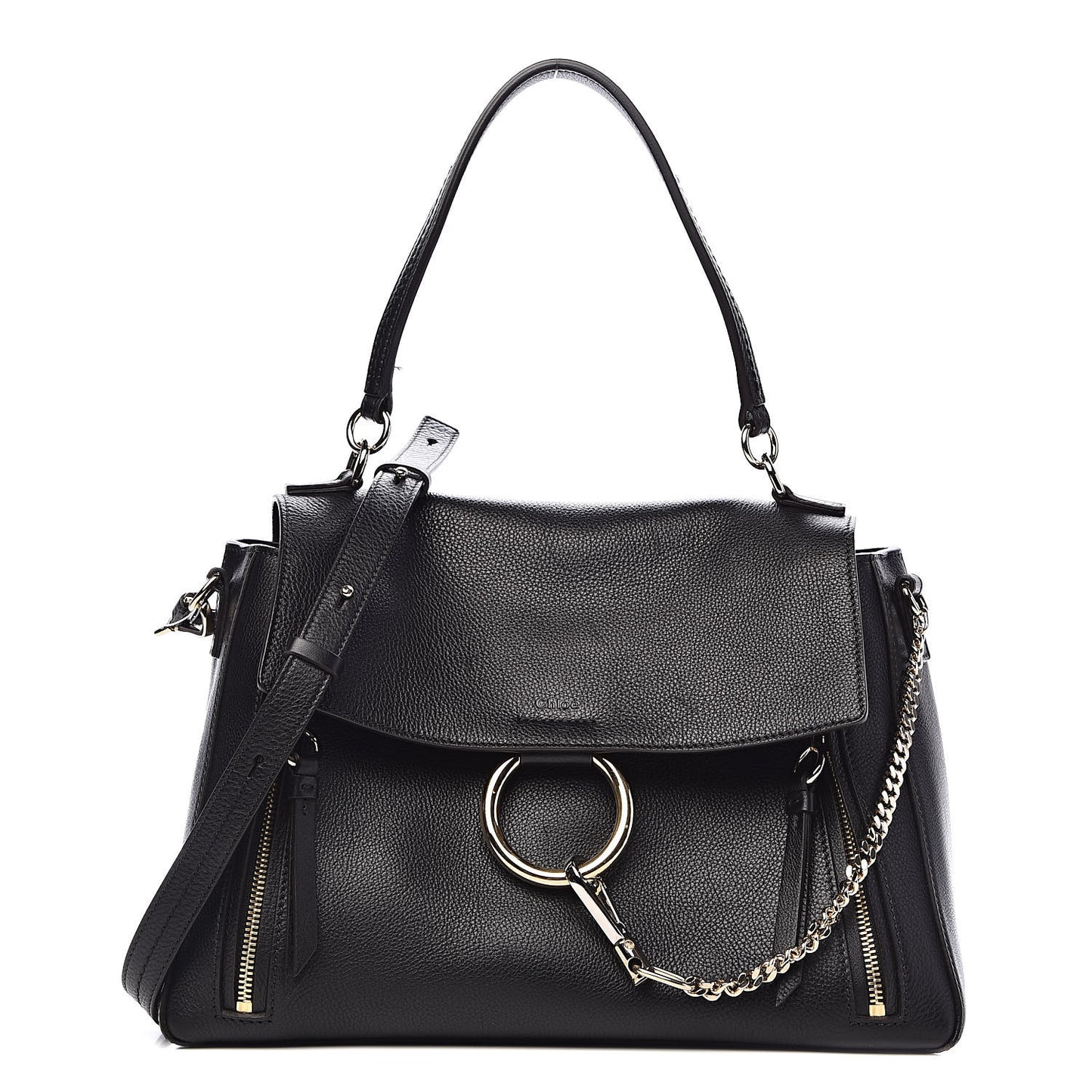 Calfskin Medium Faye Day Shoulder Bag Black
