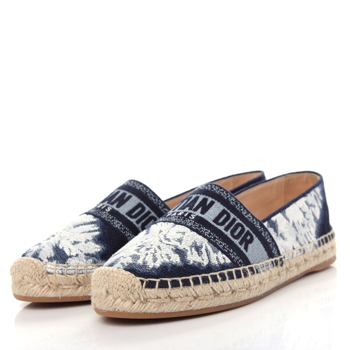 Canvas Tie and Dior Embroidered Granville 15mm Espadrilles 38 Denim
