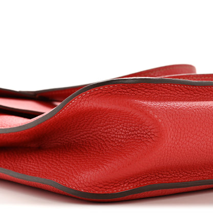 Hermes Taurillon Clemence Verso Halzan 31 GM Rouge Casaque Vermillion 8 of 13