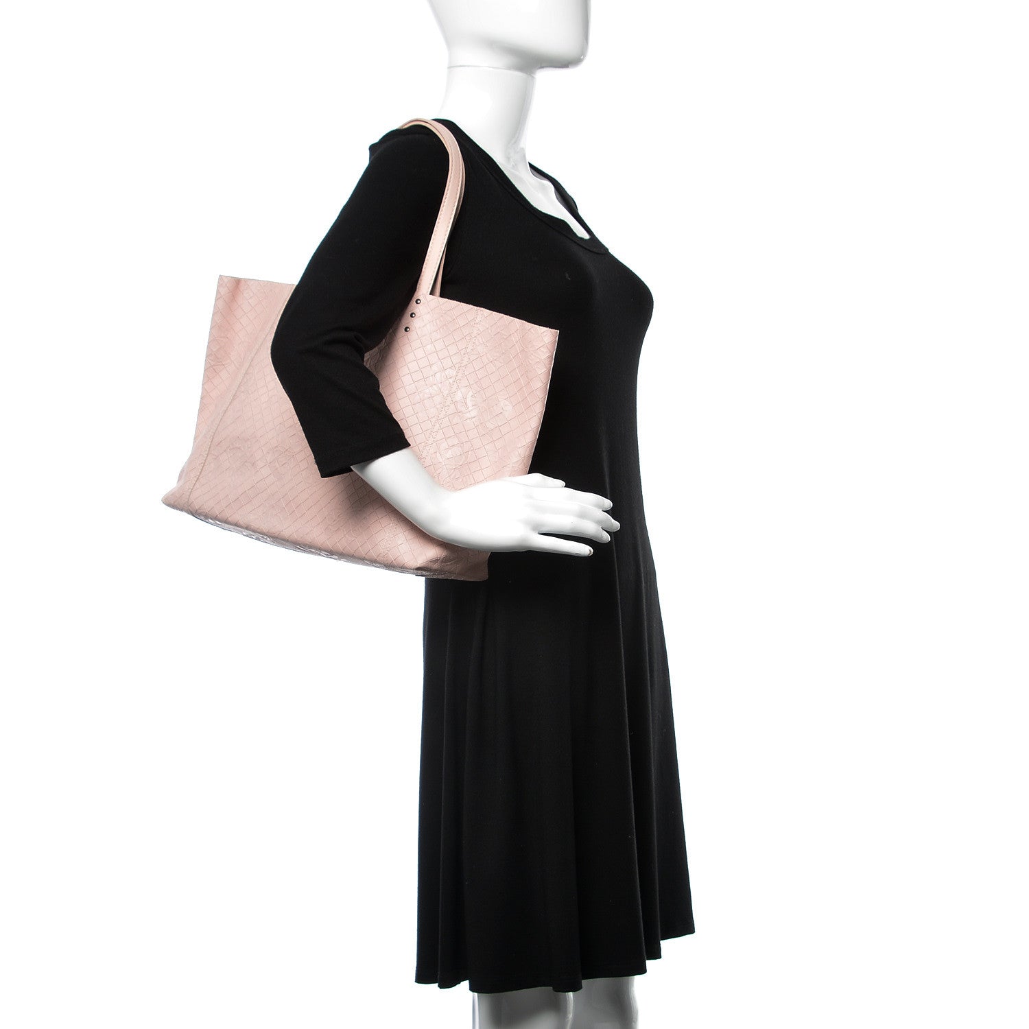 Bottega Veneta Calfskin Intrecciomirage Medium Intarsio Tote Petale 2 of 9