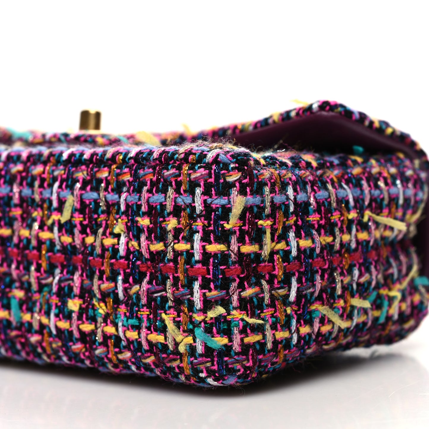 Tweed Quilted Mini Rectangular Flap Pink Multicolor