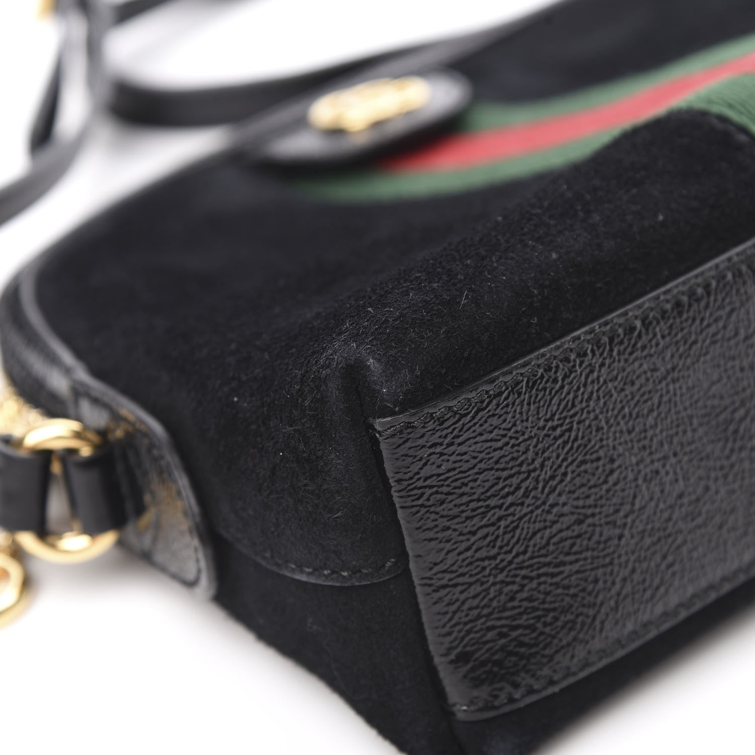 Gucci Suede Patent Web GG Small Ophidia Dome Shoulder Bag Black 8 of 11
