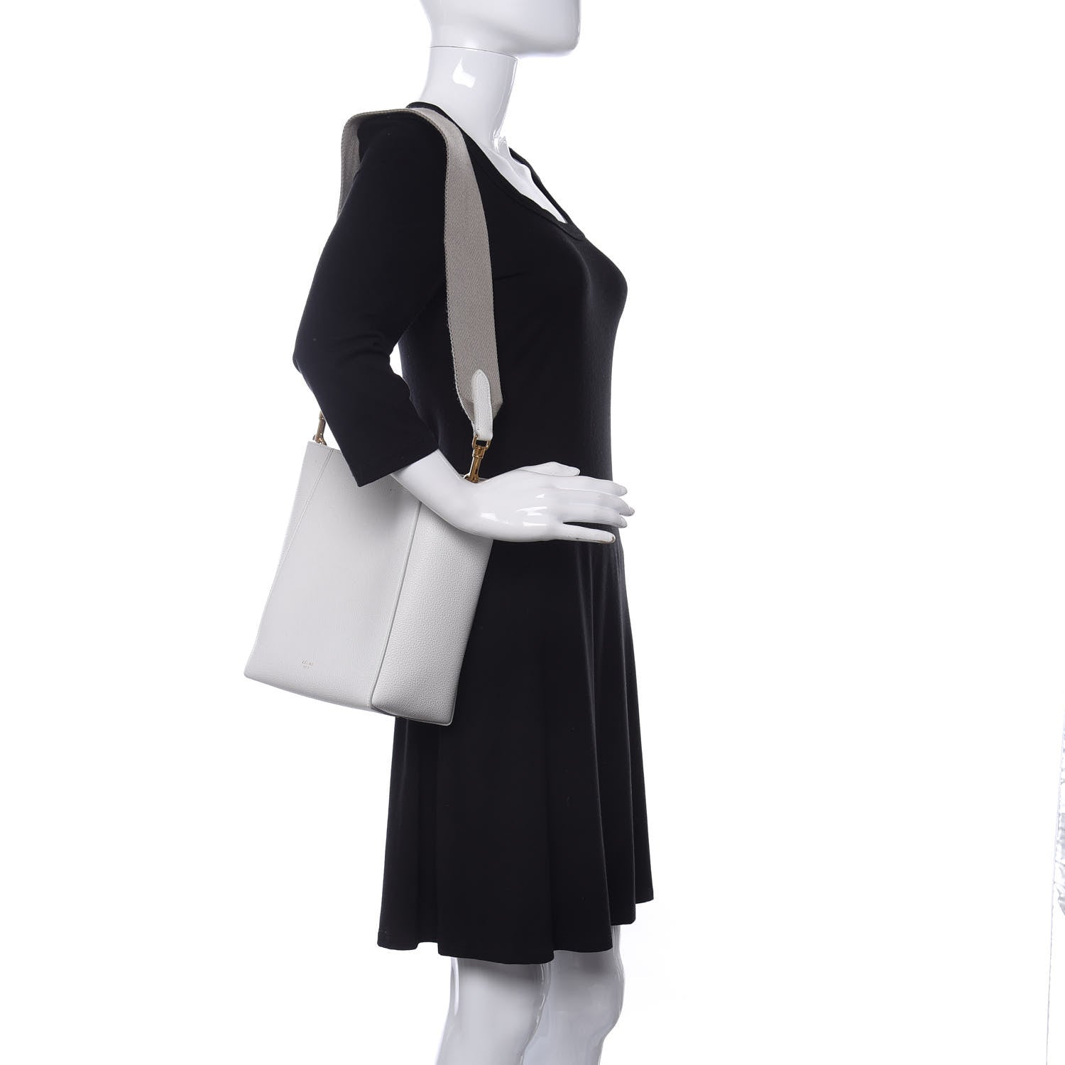 Celine Soft Grained Calfskin Small Sangle Bucket Bag White 2 of 12