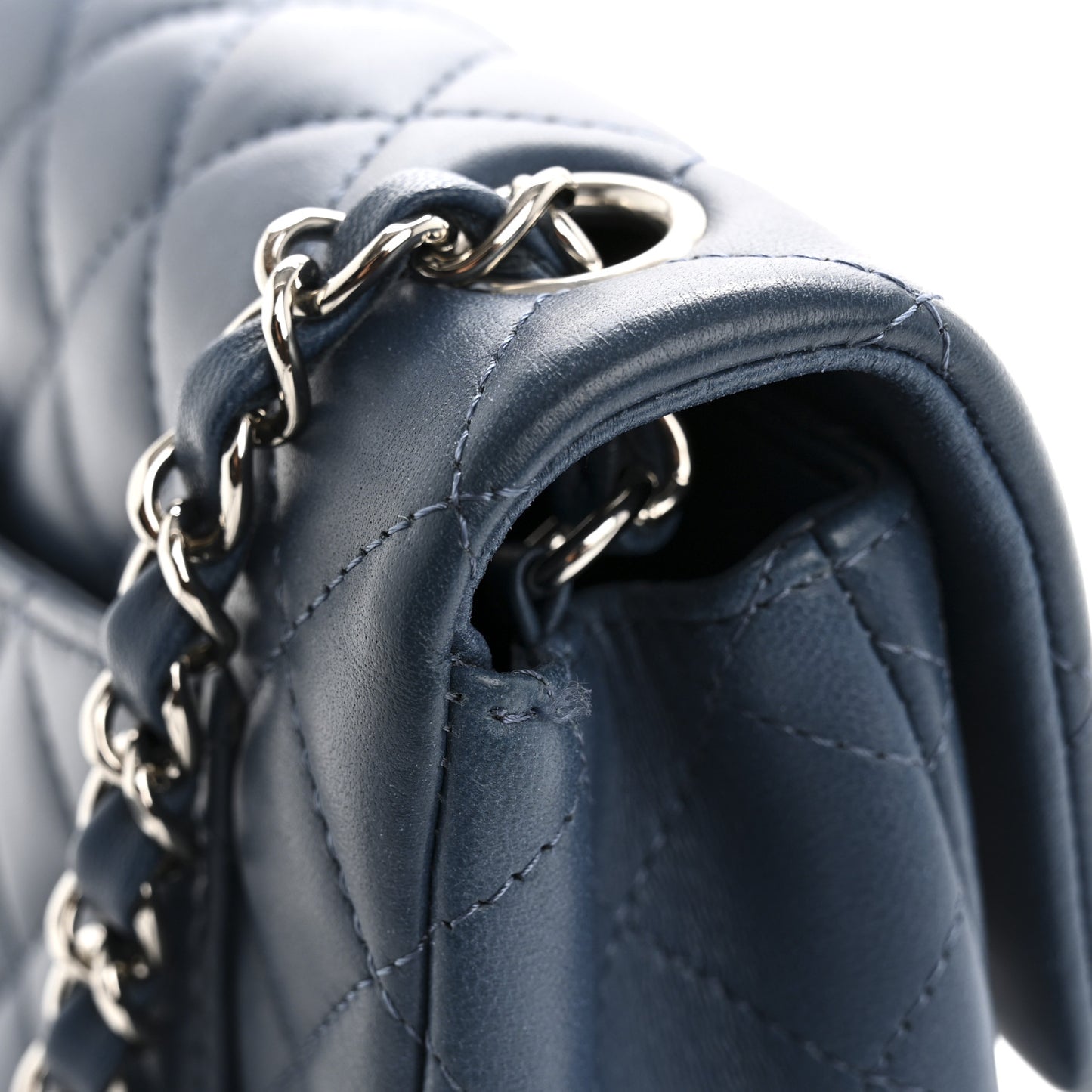 Lambskin Quilted Mini Rectangular Flap Blue