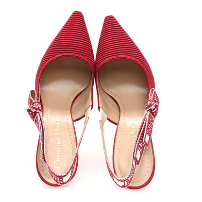 Christian Dior Technical Canvas Ribbon J Adior Slingback 100mm Pumps 36 Cherry 5 of 8