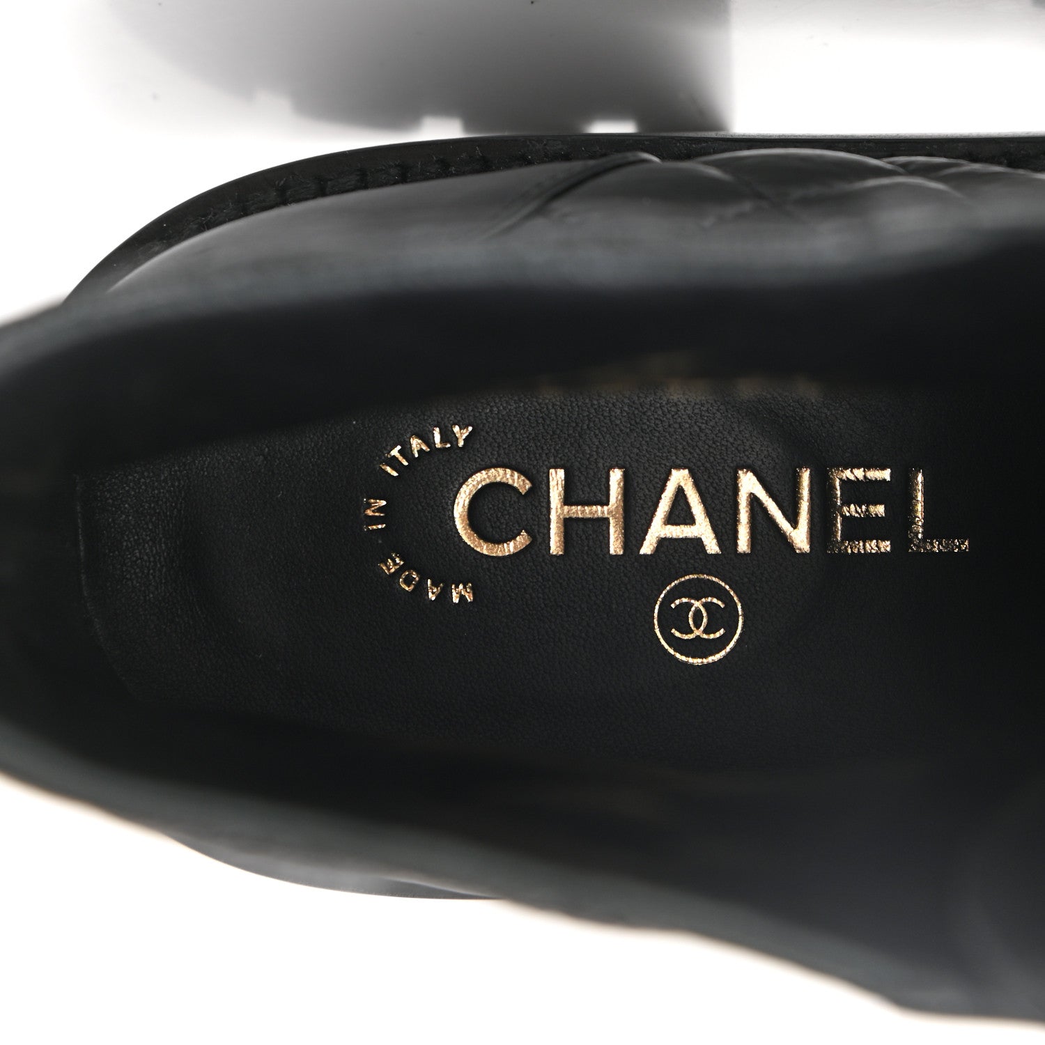 Chanel Shiny Goatskin Calfskin Quilted Lace Up Combat Boots 41.5 Black 7 of 8
