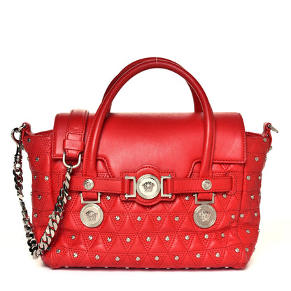 Versace Nappa Trapuntata Triangle Quilted Studded Bag Red 1 of 4