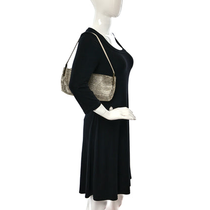 Saint Laurent Crystal Strass Embellished Satin Suzanne Shoulder Bag Silver 2 of 8