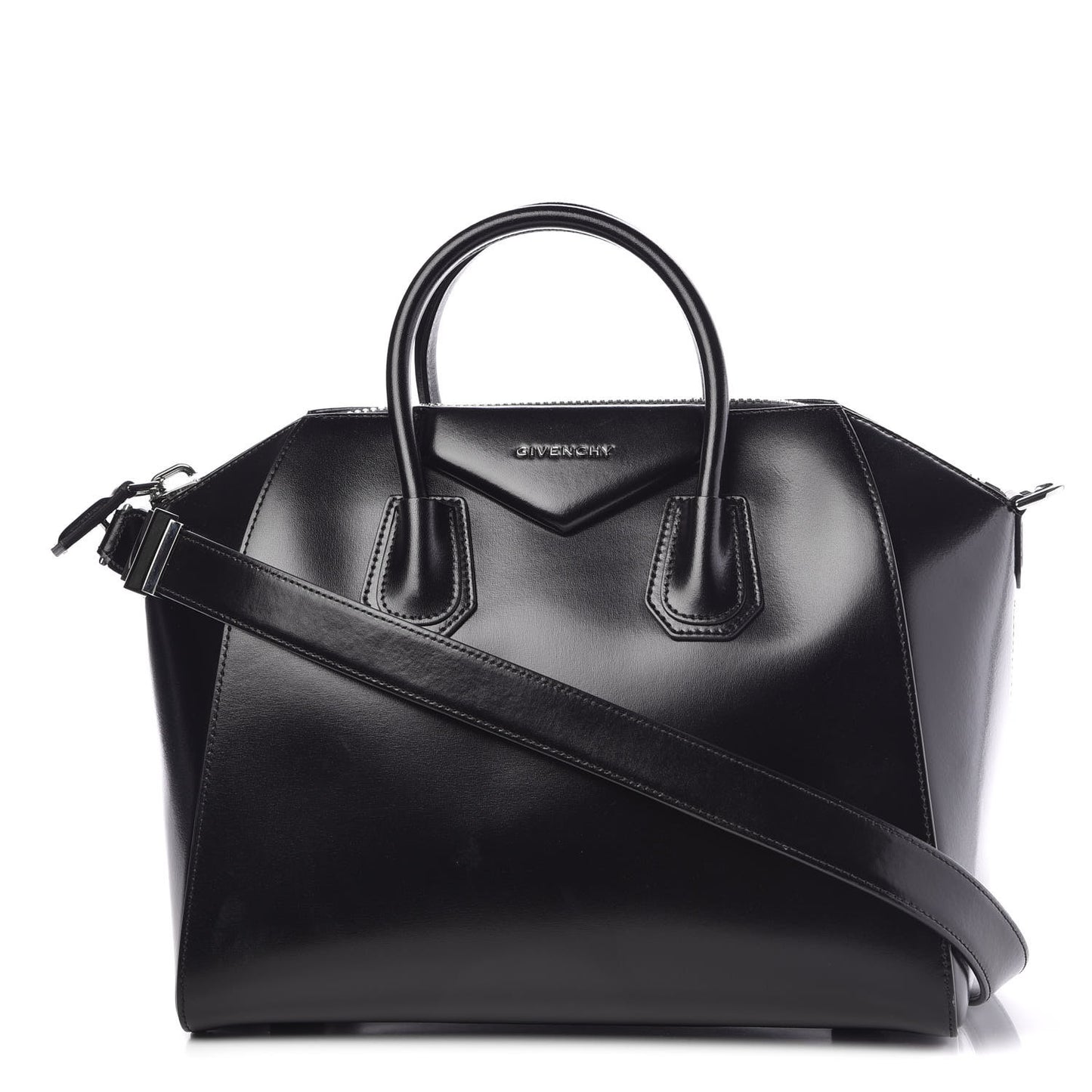 Shiny Lord Calfskin Medium Antigona Black