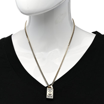 Chanel Crystal Dog Tag Charm Necklace Gold 2 of 6