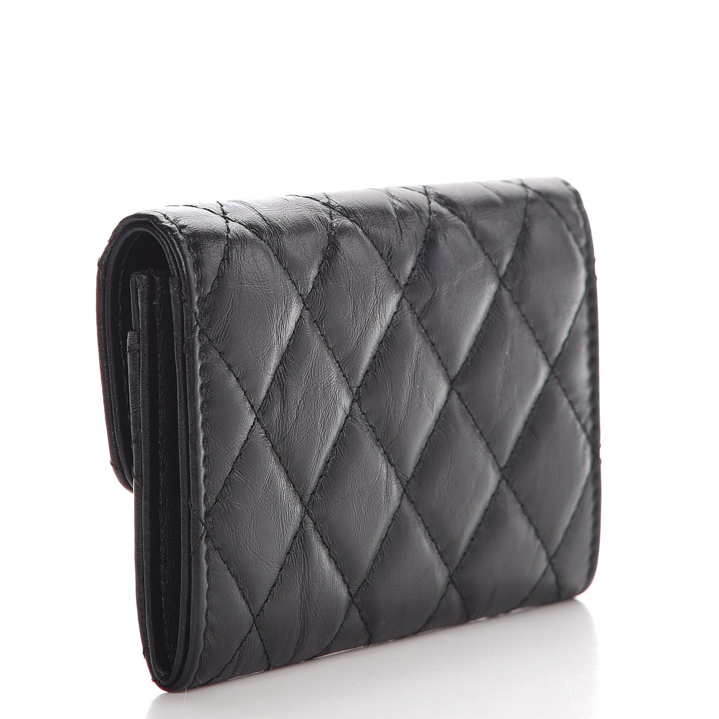 Aged Calfskin Quilted Reissue Flap Card Holder So Black