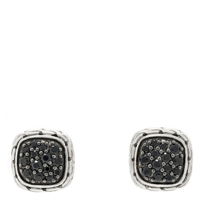 John Hardy Sterling Silver Black Sapphire Classic Chain Square Earrings 1 of 4