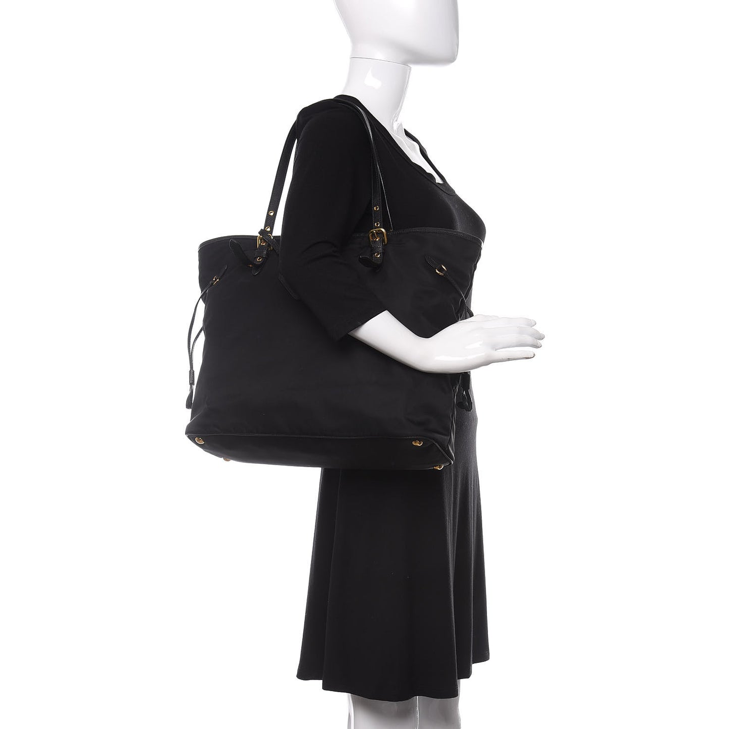 Tessuto Nylon Saffiano Shopping Tote Black