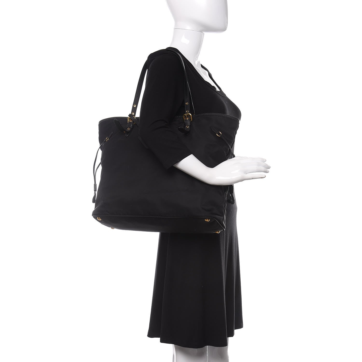 Prada Tessuto Nylon Saffiano Shopping Tote Black 2 of 9