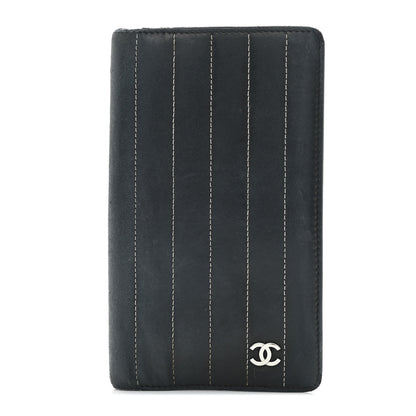 Chanel Lambskin Vertical Quilted Mademoiselle Yen Wallet Black 1 of 8