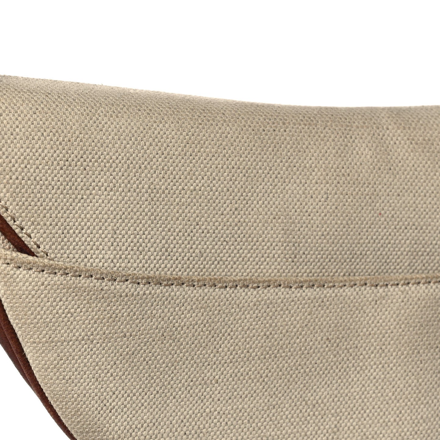 Canvas Calfskin Saddle Bag Beige