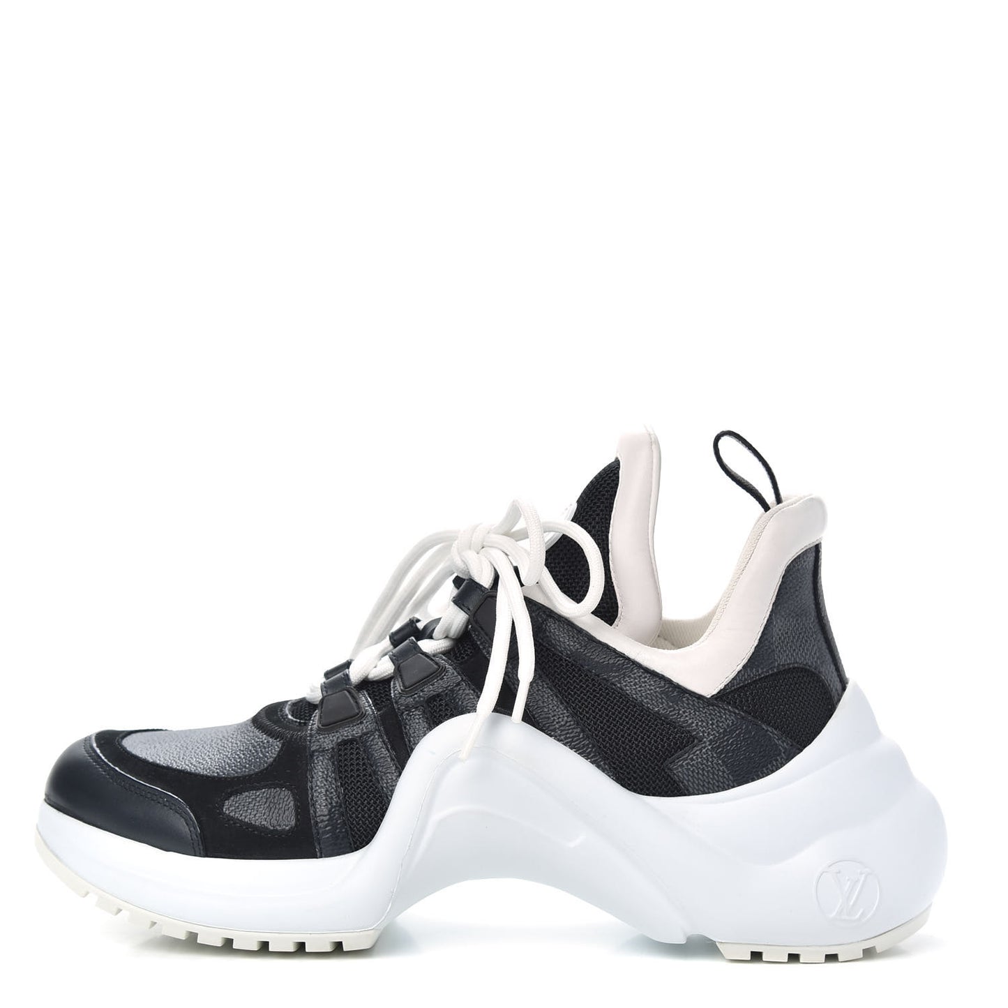 Calfskin Technical Nylon Damier Graphite LV Archlight Sneakers 39 Black White