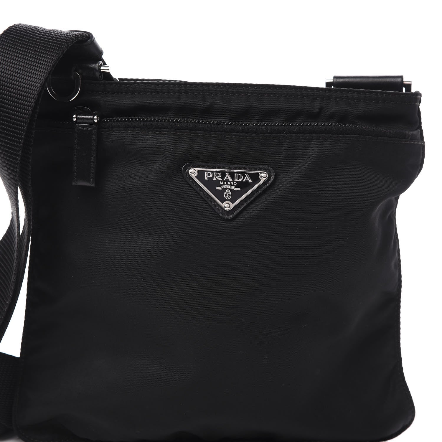 Prada Nylon Flat Messenger Bag Black 8 of 11