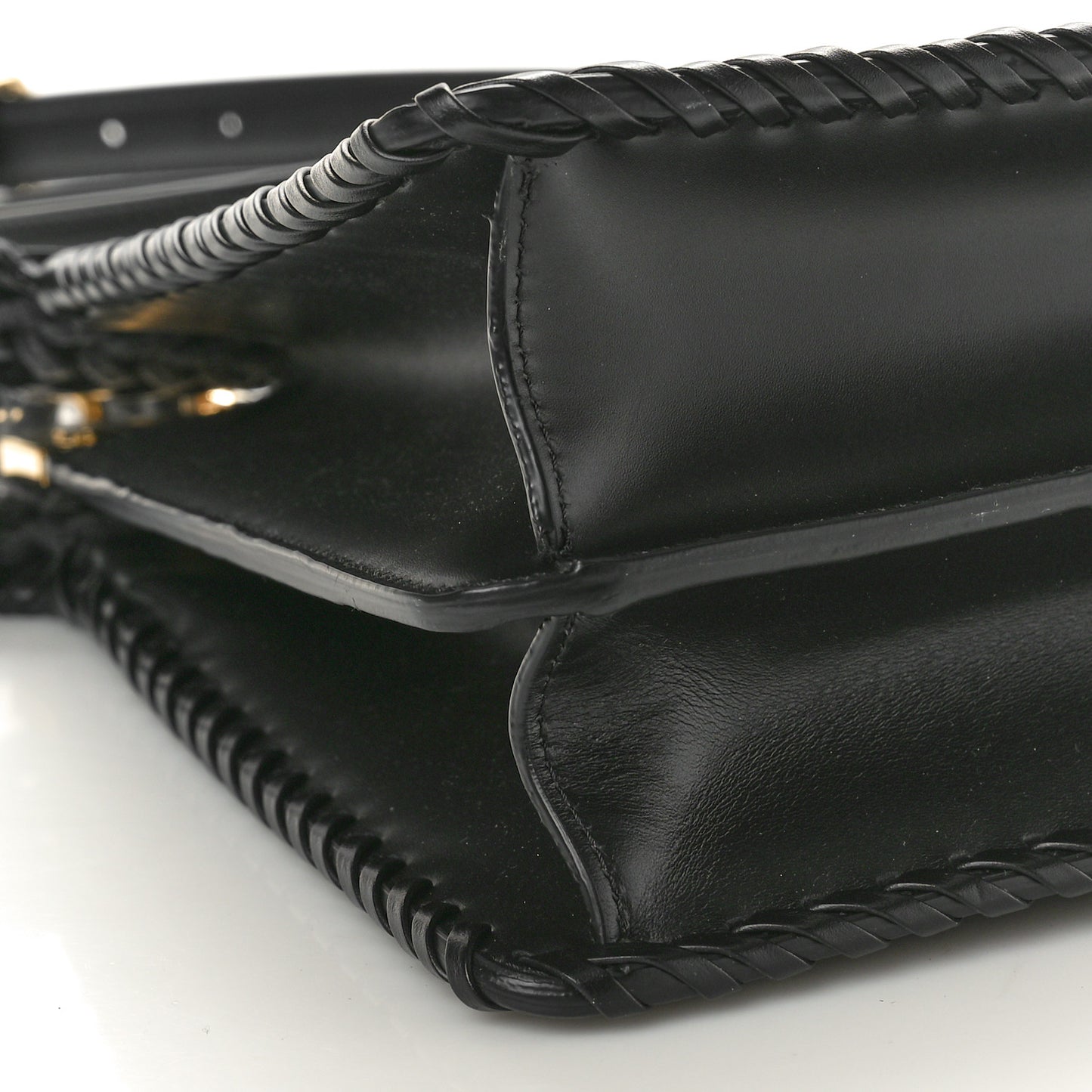 Vitello Shiny Nappa Woven Medium Peekaboo I SEE U Satchel Carbone Slate