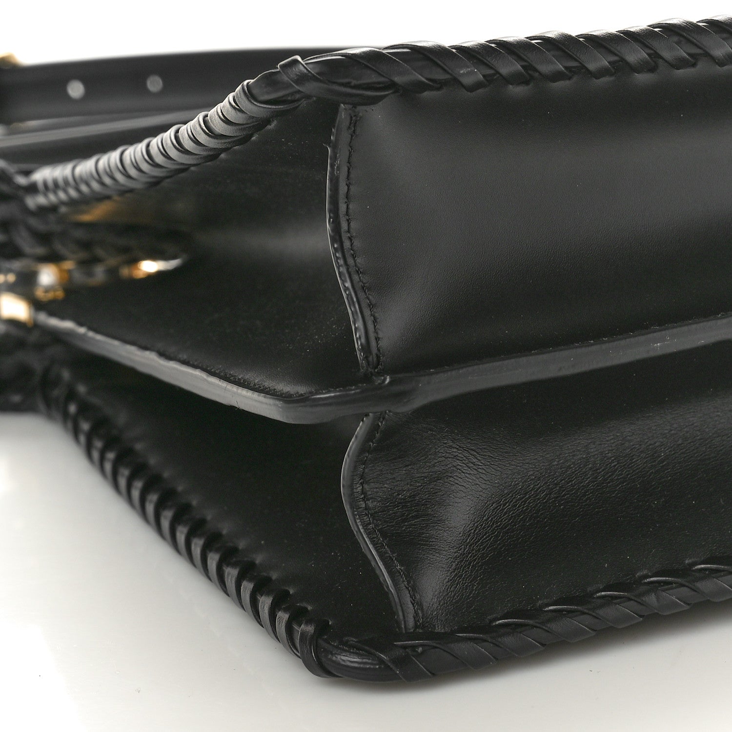 Fendi Vitello Shiny Nappa Woven Medium Peekaboo I SEE U Satchel Carbone Slate 9 of 10