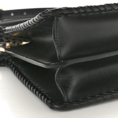 Fendi Vitello Shiny Nappa Woven Medium Peekaboo I SEE U Satchel Carbone Slate 9 of 10