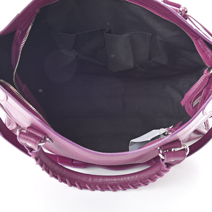 Balenciaga Chevre Silver Metallic Edge Hardware City Violet Prune 5 of 10