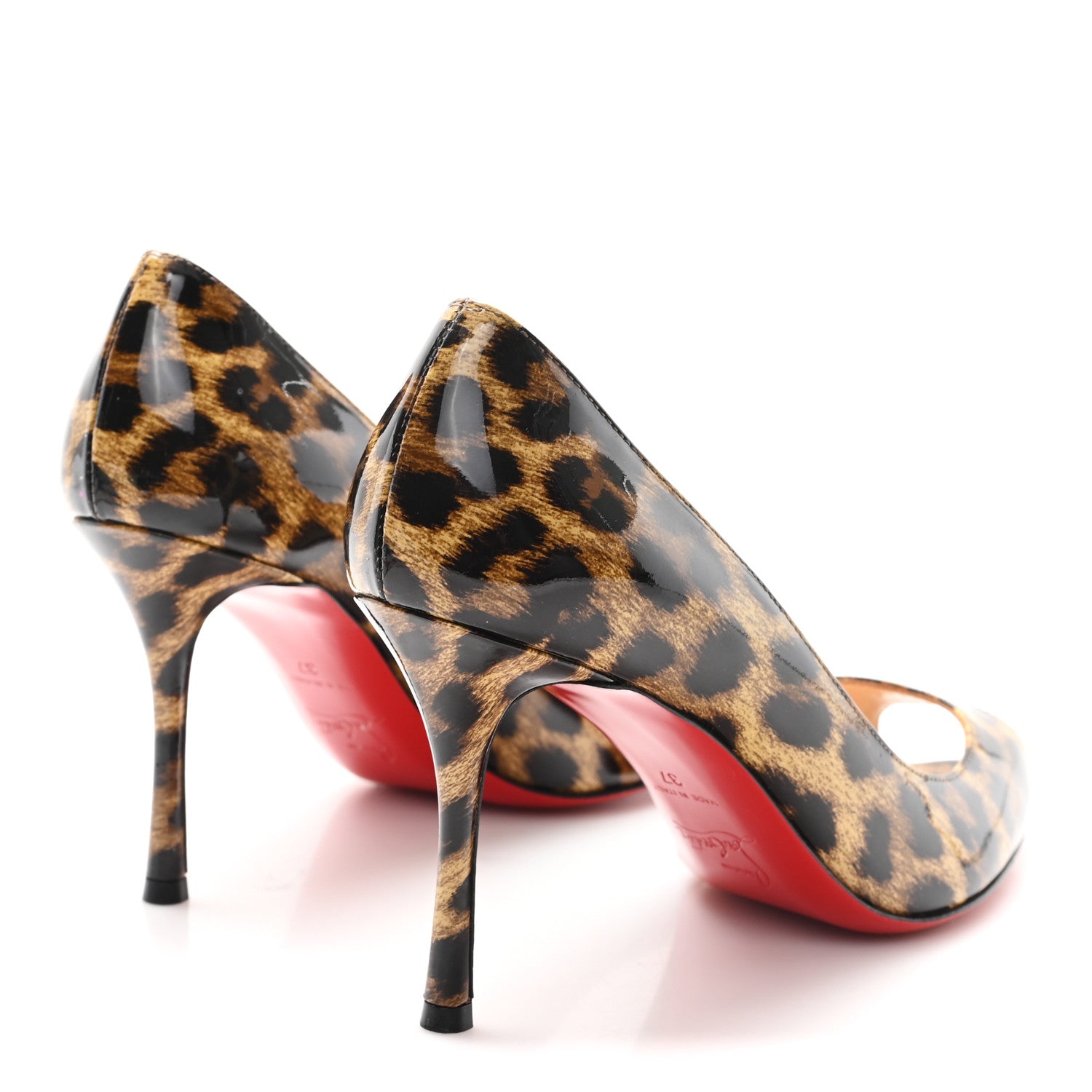 Christian Louboutin Patent Leopard Pumps 37 5 of 9