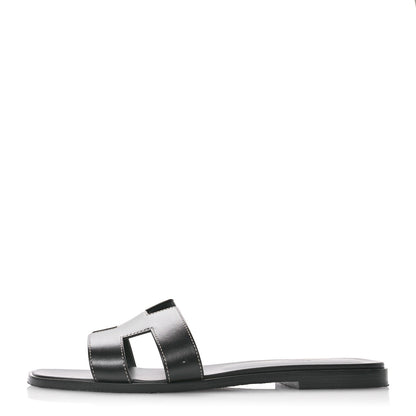 Hermes Box Calfskin Oran Sandals 41 Black 1 of 10