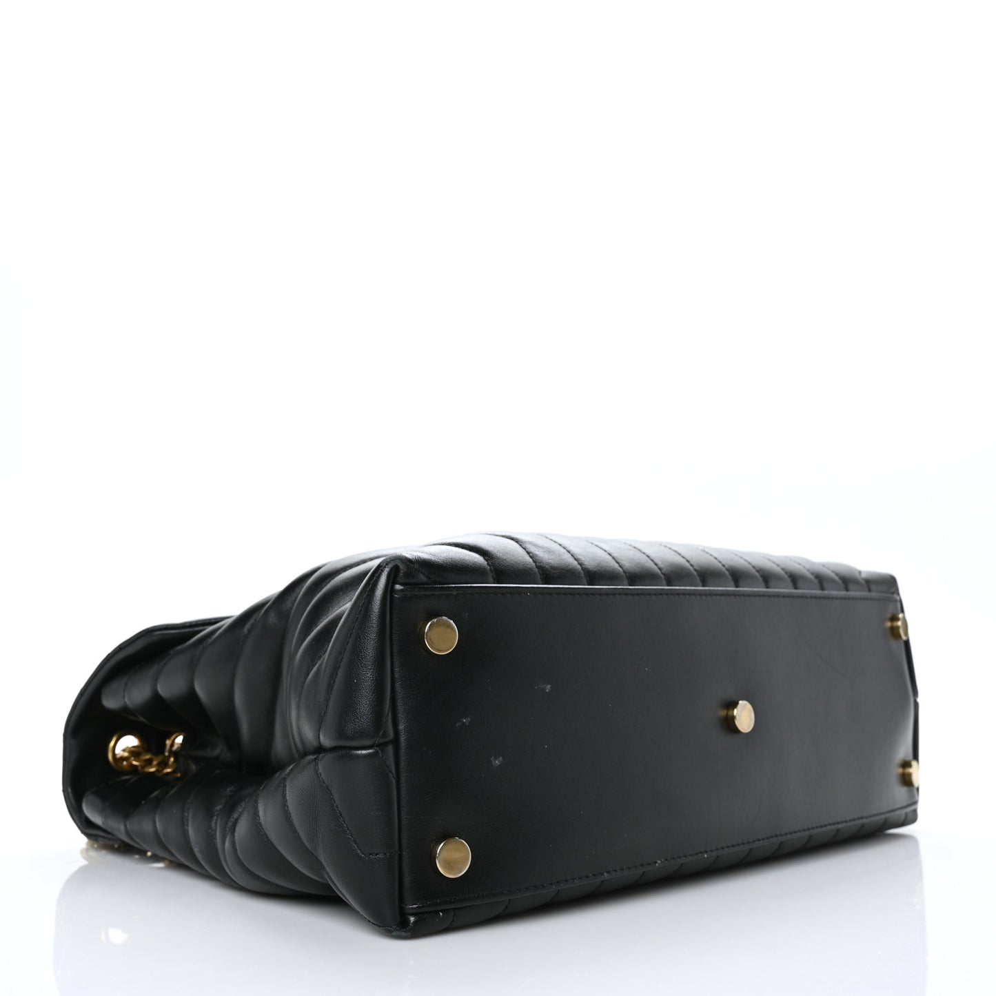 Calfskin Y Quilted Monogram Large Loulou Chain Satchel Black