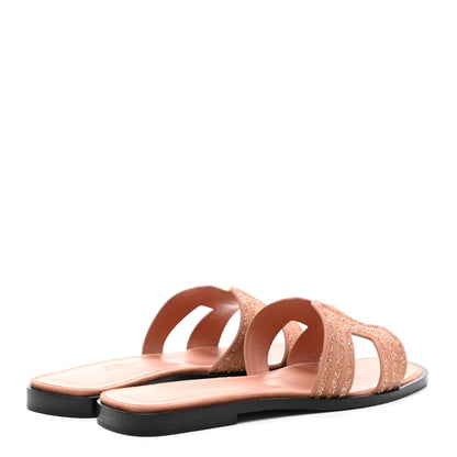 Hermes Suede Goatskin Crystal Oran Sandals 36 Rose Aube Nude 4 of 8