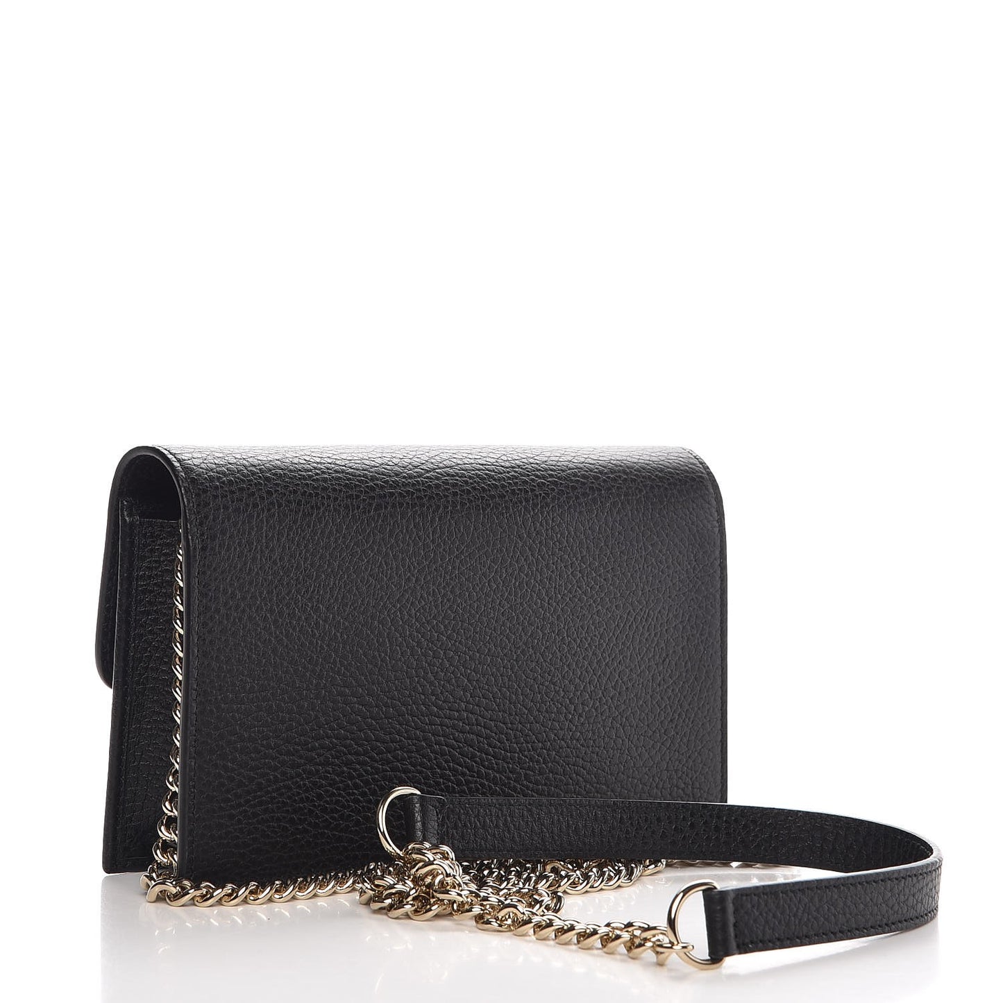 Dollar Calfskin Interlocking G Chain Wallet Black