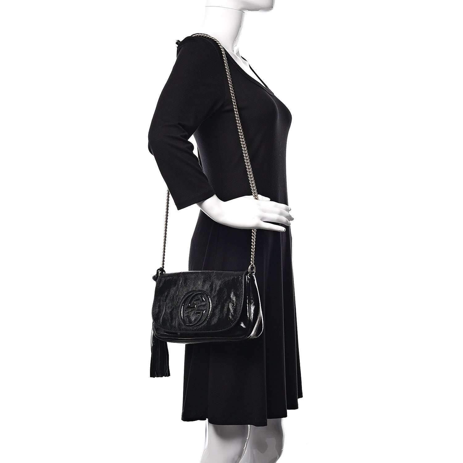 Gucci Patent Medium Soho Flap Crossbody Black 2 of 11