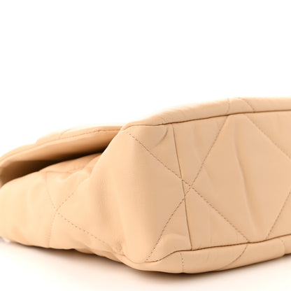 Chanel Goatskin Quilted Large Chanel 19 Flap Beige 9 of 10