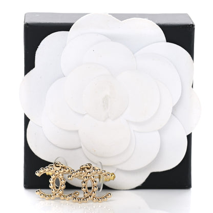 Chanel Metal Bead CC Drop Earrings Gold 5 of 5