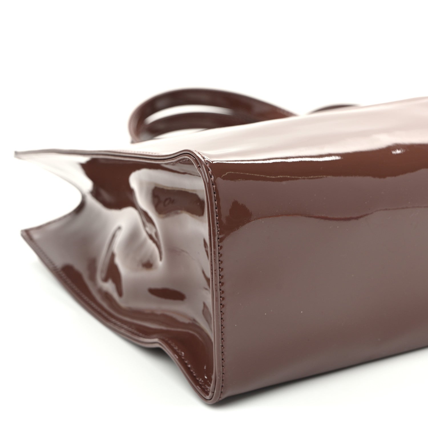 Telfar Patent Vegan Leather Medium Shopping Bag Chocolate 8 of 9