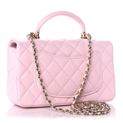 Chanel Lambskin Quilted Mini Top Handle Rectangular Flap Light Pink 3 of 13