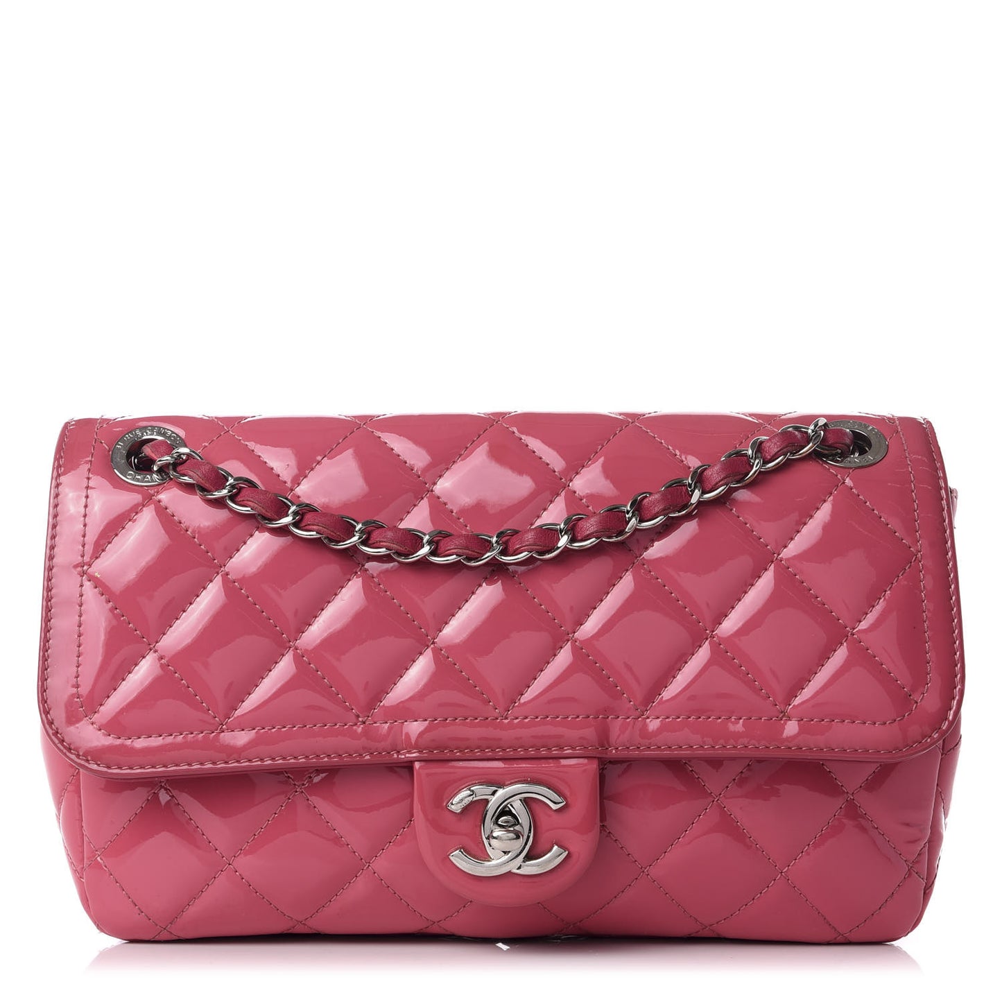 Patent Quilted Large Coco Shine Flap Pink