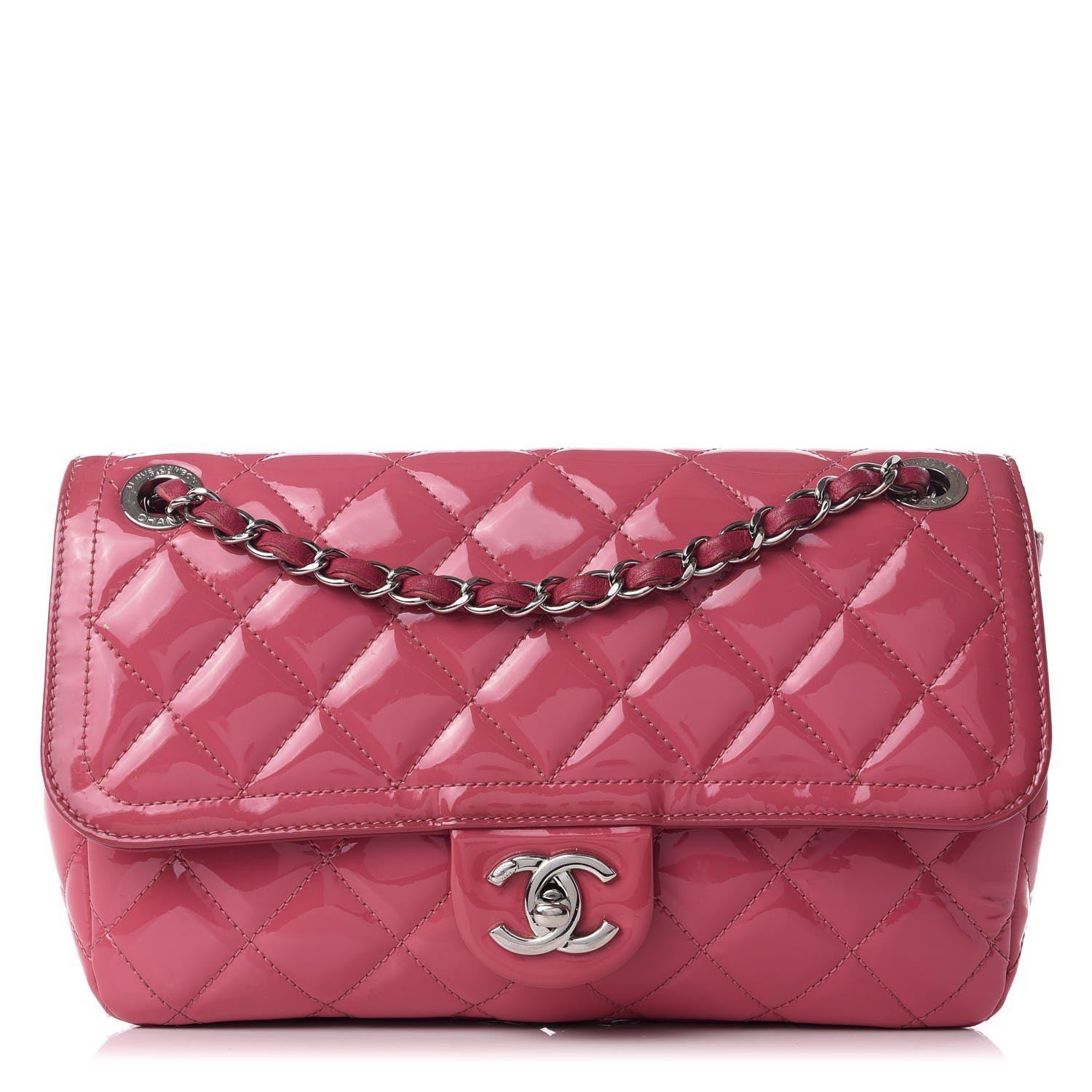 Chanel Patent Quilted Large Coco Shine Flap Pink 1 of 7