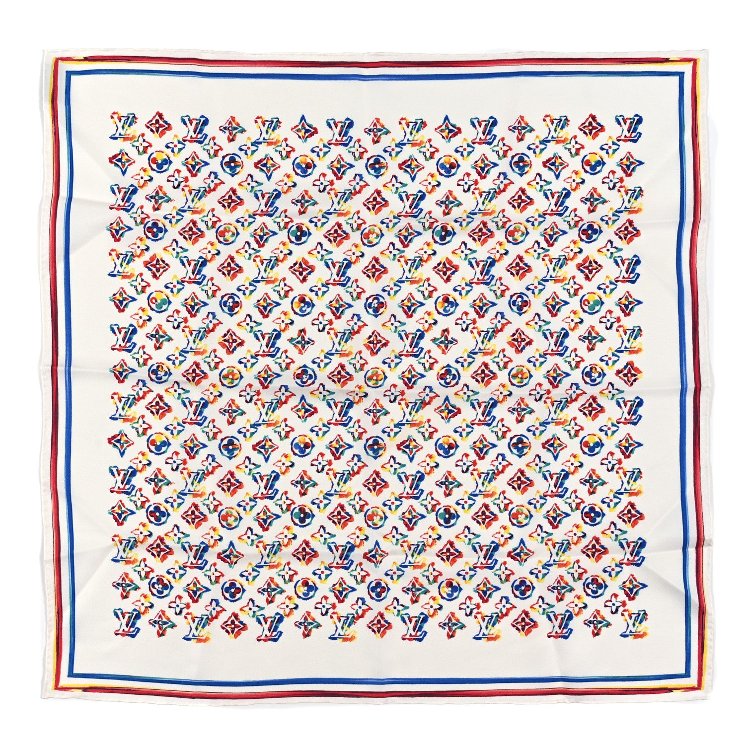 Louis Vuitton Silk Monogram Rainbow Square Scarf White 1 of 3