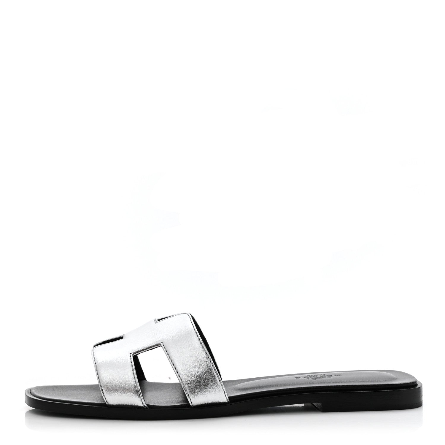 Hermes Metallic Nappa Calfskin Oran Sandals 38 Argent 1 of 9